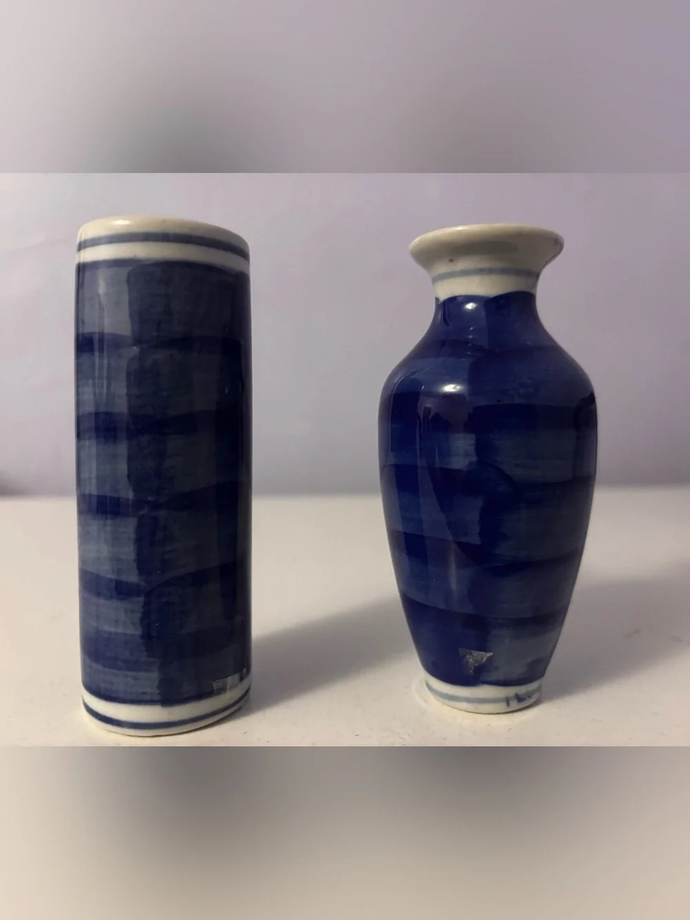 Blue and White Floral Ceramic Vase Set - Unbranded